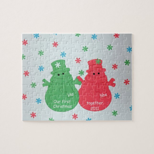 Snögubbar: Vår första jul tillsammans 2011 Pussel (Horisontell)