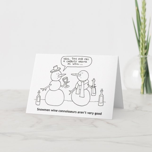Snögubbar Vin Tasting Funny Greeting Card Helgkort (Framsida)