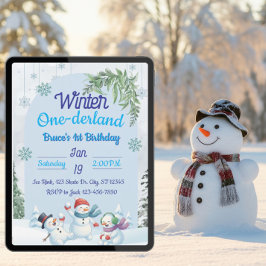 Snögubbar Winter One-derland 1:a födelsedagen Inbjudningar