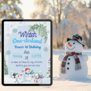 Snögubbar Winter One-derland 1:a födelsedagen Inbjudningar