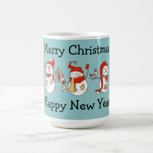 Snögubbarna god jul Gott nytt år Kaffemugg