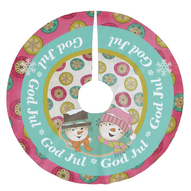 Snögubbars Gud Jul Helgdag Träd Skirt Julgransmatta Borstad Polyester (Framsidan)