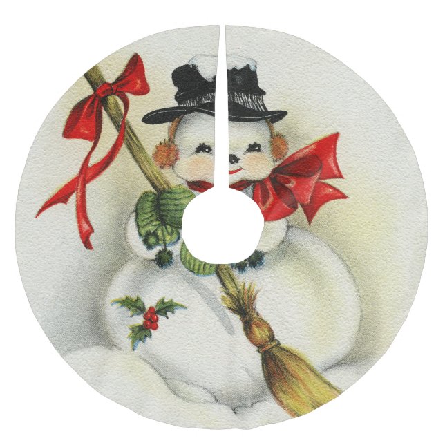 Snögubbe 001 julgransmatta borstad polyester (Framsidan)