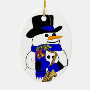 Snögubbe #7 julgransprydnad keramik