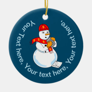 Snögubbe Accountant Julgransprydnad Keramik