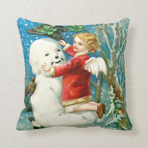 Snögubbe Angel Cherub Fyrklöver Kudde