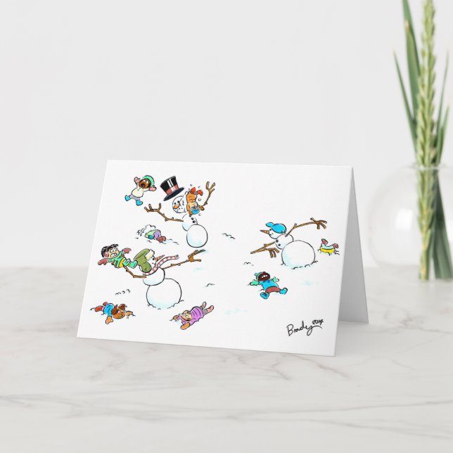 Snögubbe anpassade för helgdagslagsmål helgkort (Framsida)