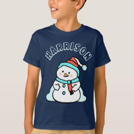 Snögubbe Anpassade namn Boys Navy-jul T Shirt