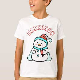 Snögubbe Anpassade namnböcker, vit jul T Shirt