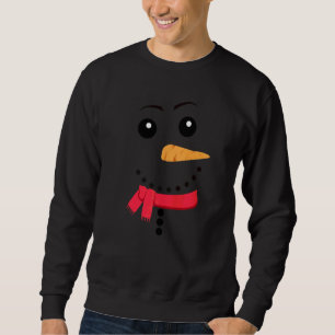 Snögubbe Ansikte Carrot Nose Eyebrows Scarf Funny Lång Ärmad Tröja