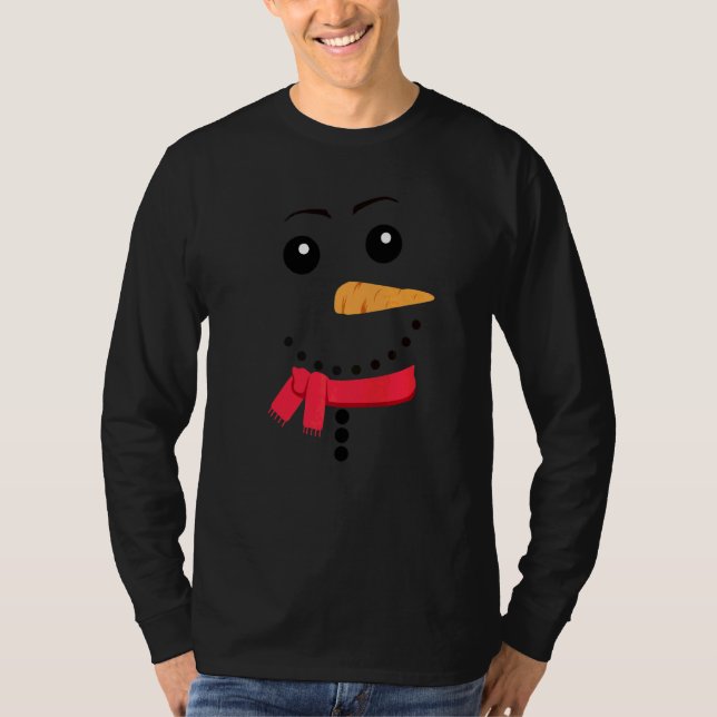 Snögubbe Ansikte Carrot Nose Eyebrows Scarf Funny  T Shirt (Framsida)