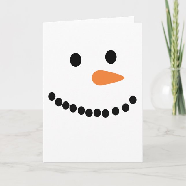 Snögubbe Ansikte Chrismas Linnande barn och Vuxen Helgkort (Framsida)
