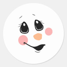 Snögubbe Ansikte Classic Round Sticker
