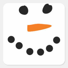 Snögubbe Ansikte Fyrkantigt Klistermärke