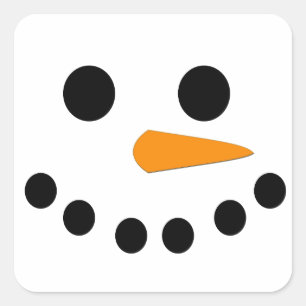 Snögubbe Ansikte Fyrkantigt Klistermärke