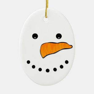 Snögubbe Ansikte Julgransprydnad Keramik