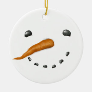 SNÖGUBBE ANSIKTE JULGRANSPRYDNAD KERAMIK