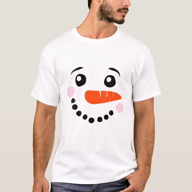 Snögubbe Ansikte julklapp Jultomten Julafton T Shirt (Framsida)