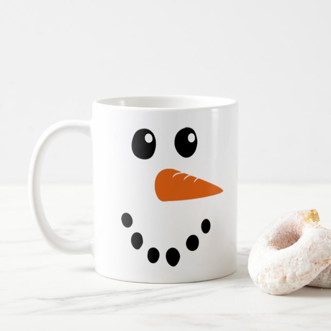 Snögubbe Ansikte Kaffemugg (Med munk)