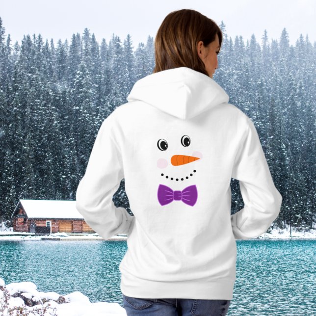 Snögubbe Ansikte Lila Bowtie add namn T Shirt (Skapare uppladdad)