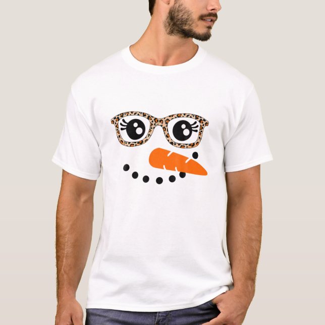 Snögubbe Ansikte morot Nose Julvintersplay T Shirt (Framsida)