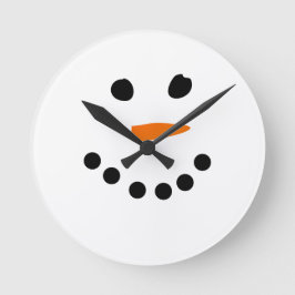 Snögubbe Ansikte Rund Klocka