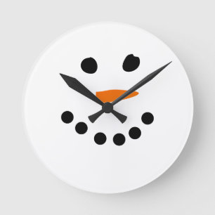 Snögubbe Ansikte Rund Klocka
