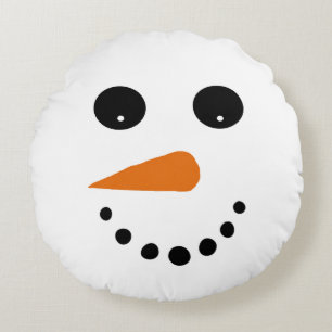 Snögubbe ansikte rund kudde