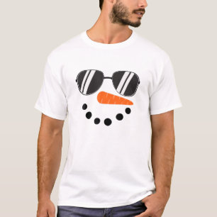Snögubbe Ansikte Sunglass Carrot Nose-jultid T Shirt