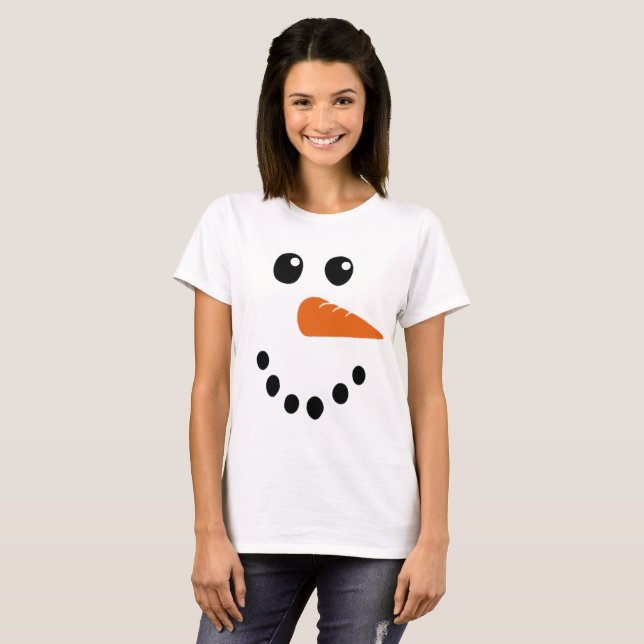 Snögubbe Ansikte T-Shirt (Hel framsida)