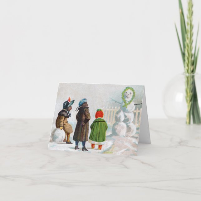 Snögubbe-anteckningskortet Helgkort (Framsida)