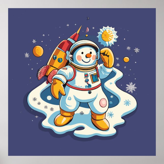 Snögubbe är en astronaut vid jul poster (Framsidan)