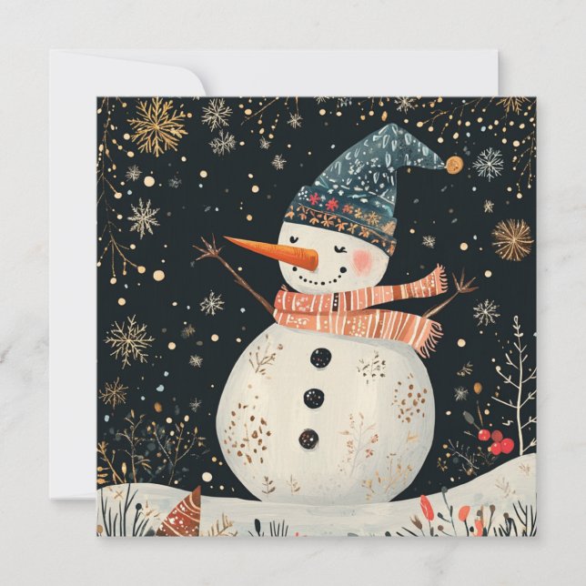 Snögubbe Art i jul Folklore Julkort (Framsida)