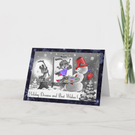 Snögubbe Artist Helgdag Dreams och Best Önskemål Helgkort