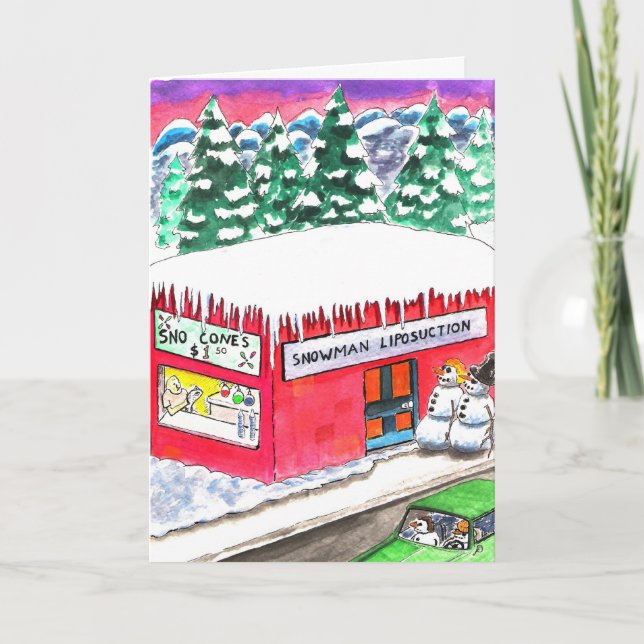 Snögubbe avsugning helgkort (Framsida)