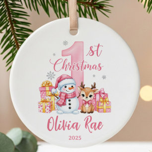 Snögubbe Baby 1:a jul Julgransprydnad Keramik