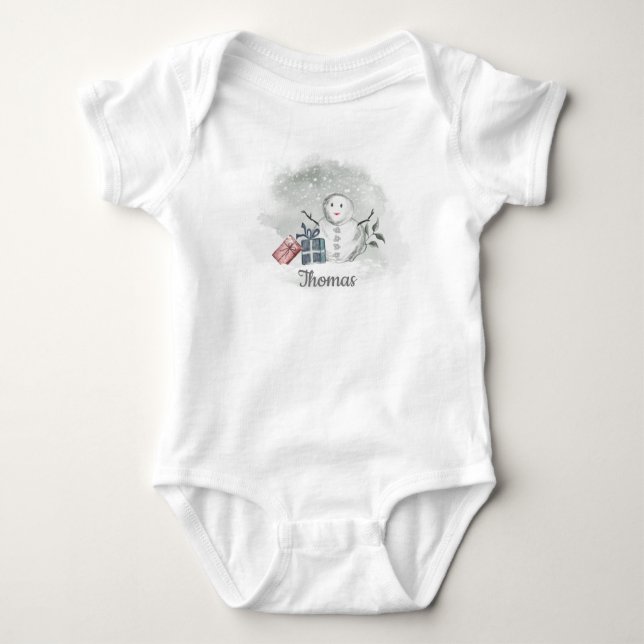 Snögubbe Baby Bodykostdräkt T Shirt (Framsida)
