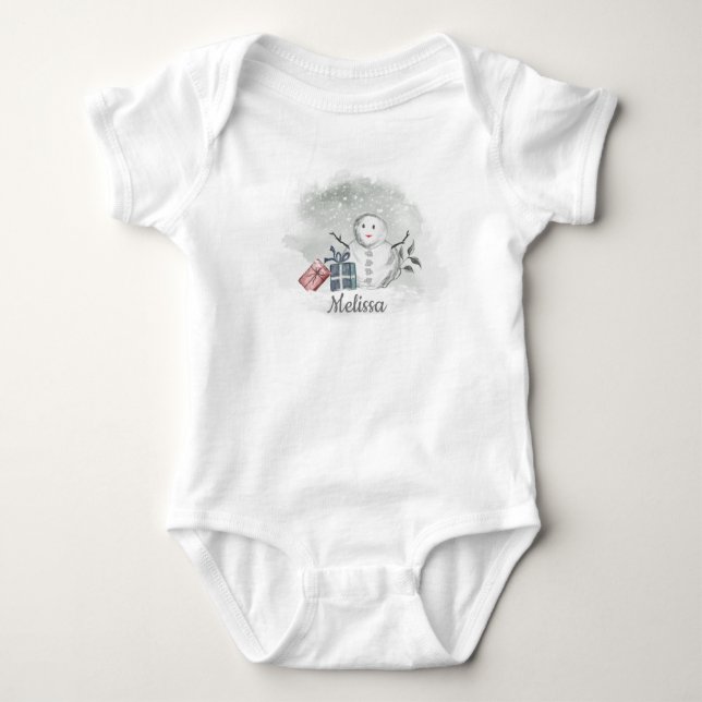 Snögubbe Baby Bodykostdräkt T Shirt (Framsida)