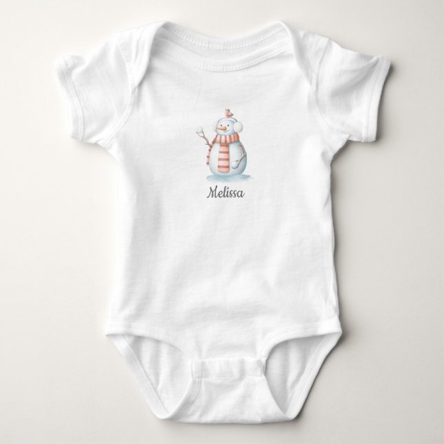 Snögubbe Baby Bodykostdräkt T Shirt (Framsida)