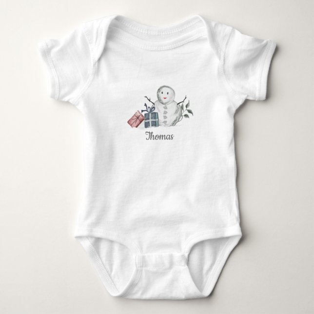 Snögubbe Baby Bodykostdräkt T Shirt (Framsida)