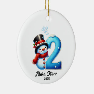 Snögubbe Baby under andra juldagen Julgransprydnad Keramik