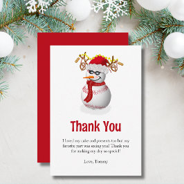 Snögubbe baseball dekorerad med Treats Tack Kort