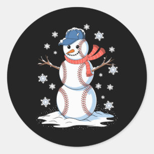 Snögubbe Baseball Winter Sports Älskare Manar Wome Runt Klistermärke