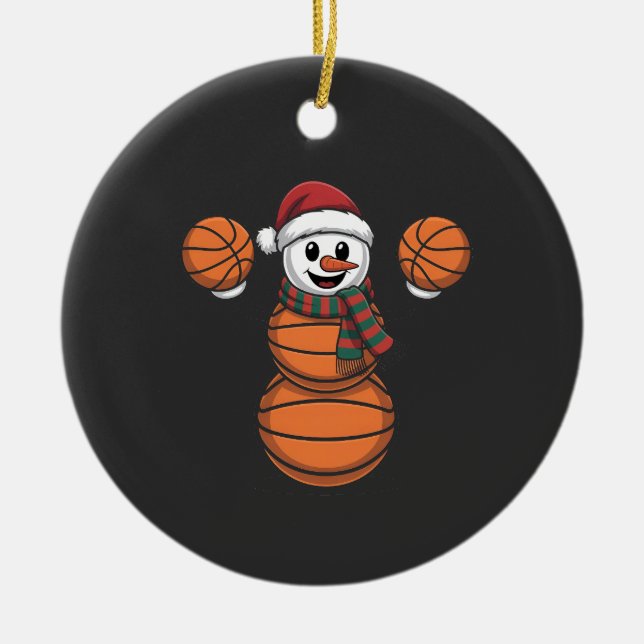 Snögubbe Basketbal Juljultomten Baseball Sport Julgransprydnad Keramik (Framsidan)