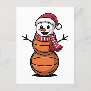 Snögubbe Basketball Jul Sport Älskare Helg Vykort