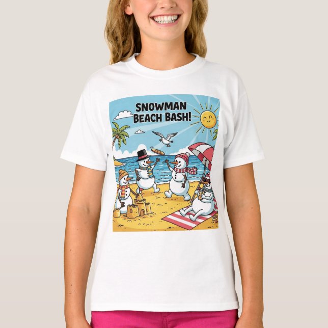 Snögubbe Beach Bash T Shirt (Framsida)