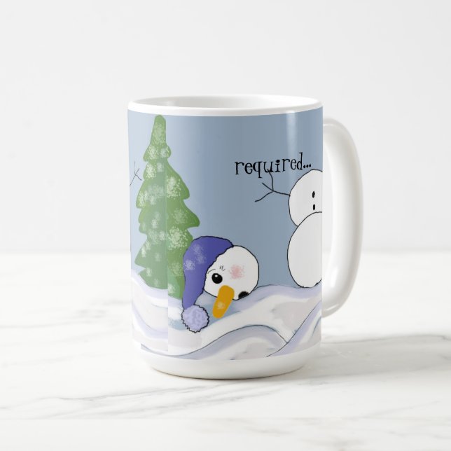 Snögubbe behöver lite assistans kaffemugg (Framsida höger)