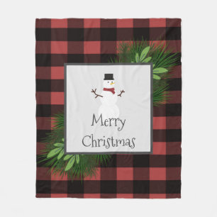 Snögubbe Black och Red Buffalo Play Fleece Blanket