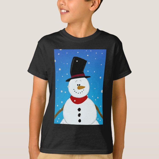Snögubbe - blått tee shirt (Framsida)