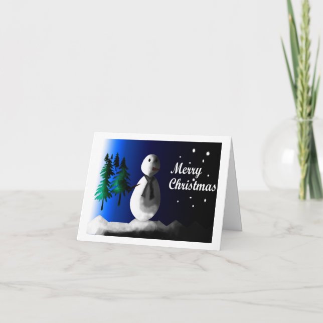 Snögubbe Blue-julkort Helgkort (Framsida)